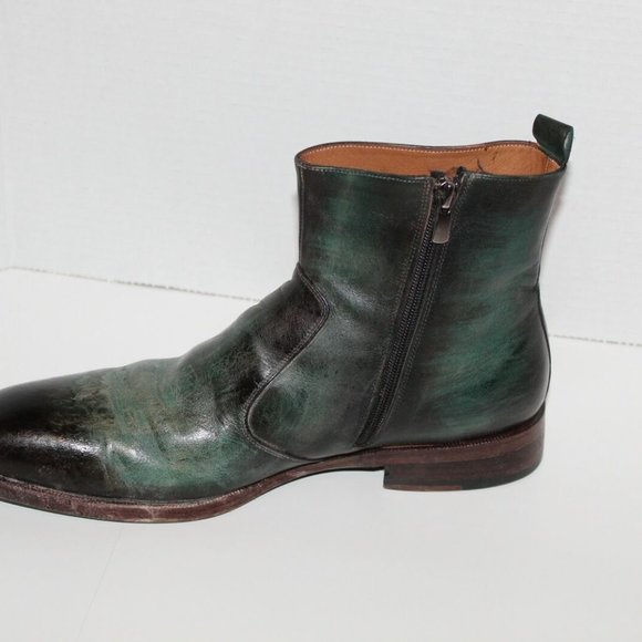 Paul Parkman Handmade Turquoise Burnished Side Zipper Boots 9 / 9.5 EU 42 H12249 - Picture 4 of 12